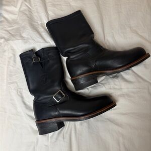 Chippewa Black Leather Boots with Buckle